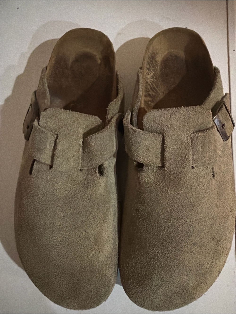 Birkenstock Boston Clogs tan unisex Suede Leather Size 42US Women 11 Men sz 9